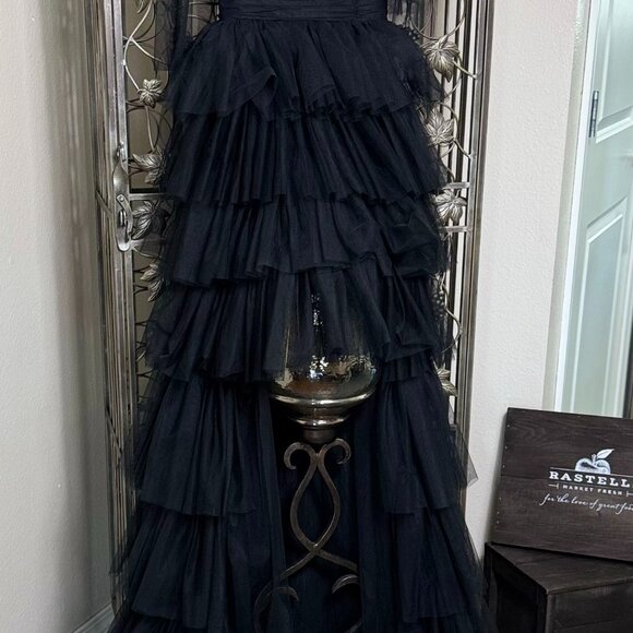 Amelia Couture Black Tiered Gown -Size 0–NWOT's - Picture 6 of 12